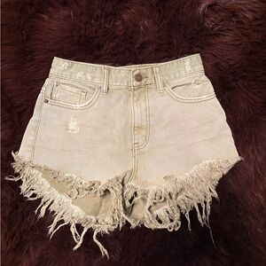 BDG Frayed Hem Tan Jean Shorts